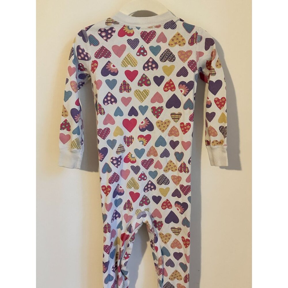 Hanna Andersson Girls 3y 90cm zippered organic cotton heart pajamas